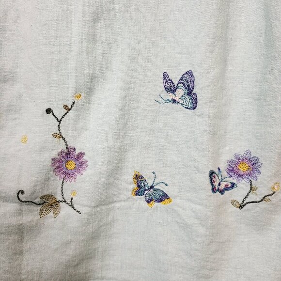 Sag Harbor Linen Maxi Dress, Size 12, Light Blue Embroidered Butterflies 🦋 - Picture 8 of 16